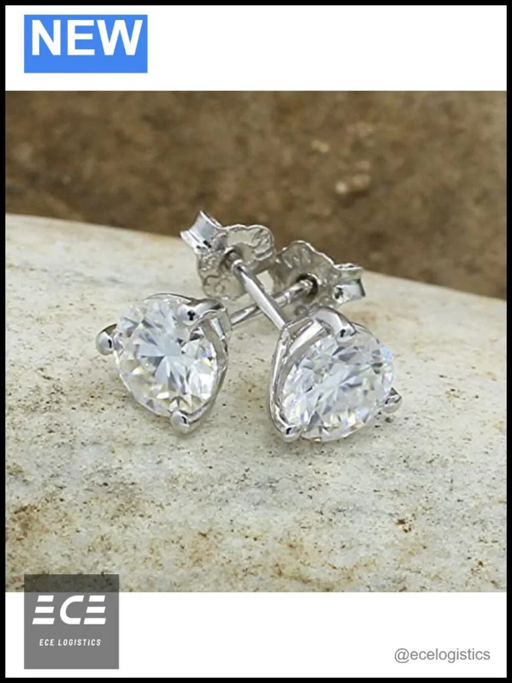 1.50 Ct Moissanite Stud Earrings 14K White Gold Post 925 Sterling Silver 6mm
